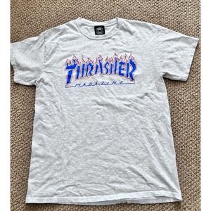 Thrasher Magazine Shirt Adult‎ Gray Short Sleeve Skateboarding